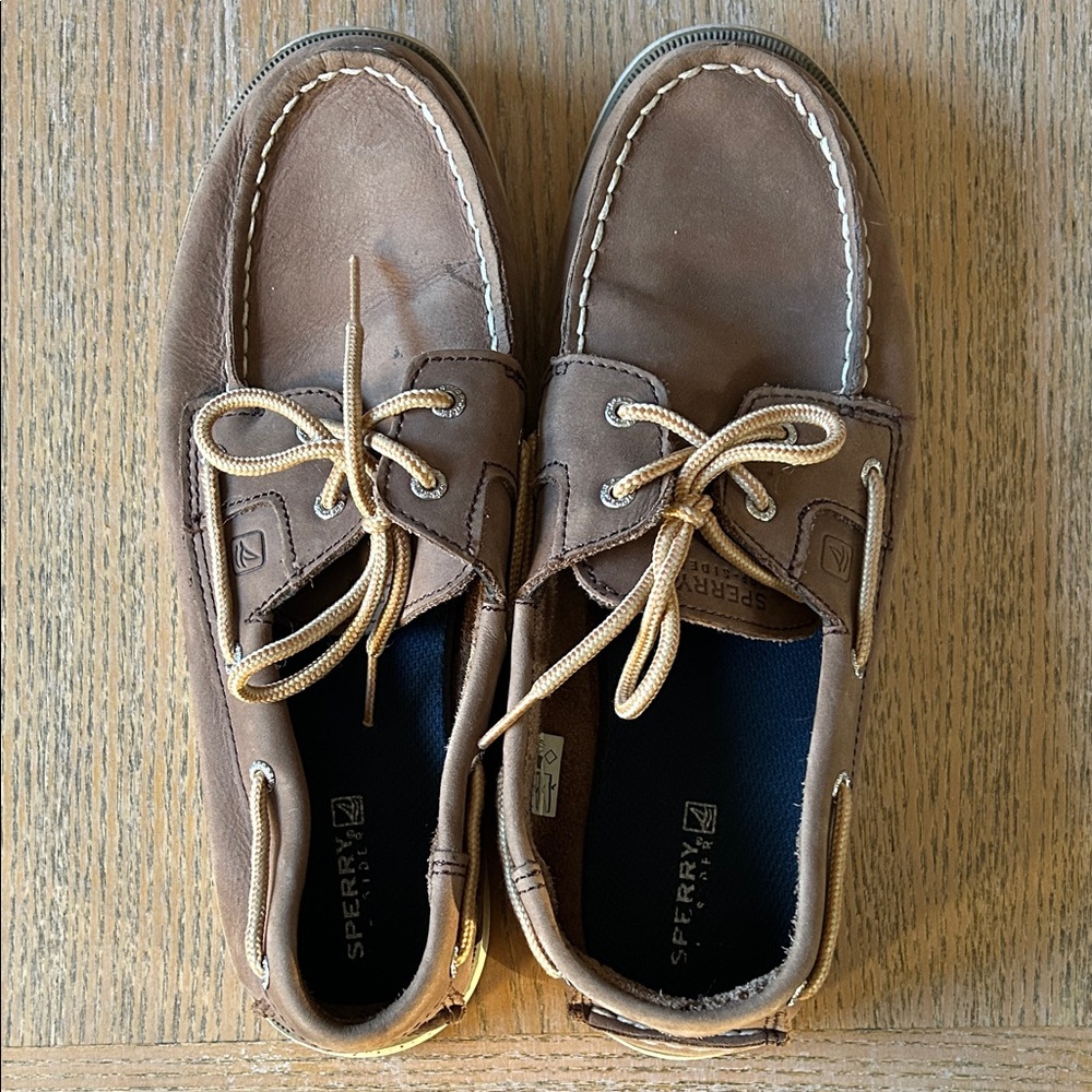 Sperry Boys Tan Leather Lace-Up Boat Shoes